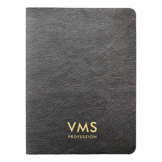 Très Grand Carnet Moleskine Masculine en cuir noir monogramme (Devant)