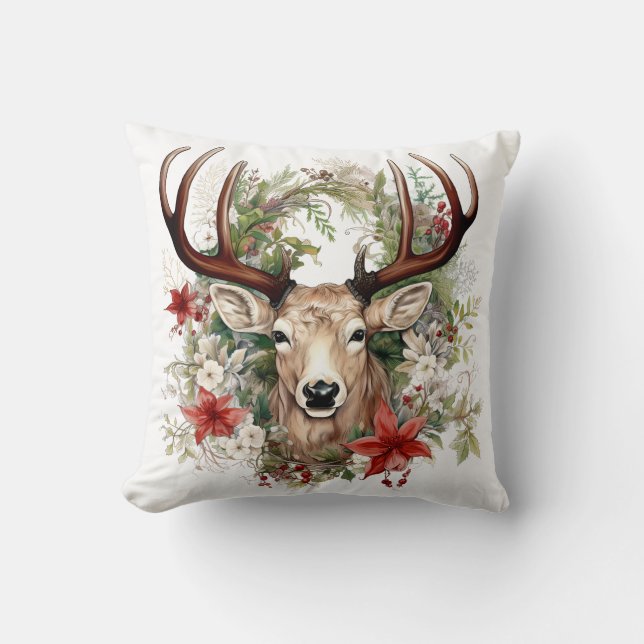 🦌 🎄 Très Joli Joyeux Coussin de rennes de Noël (Recto)