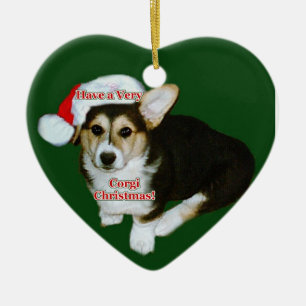 Très Noël de corgi - ornement de coeur de chiot de