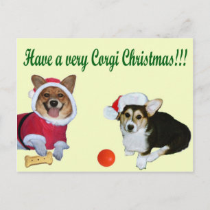 Très Noël M de corgi et carte postale jaune de G