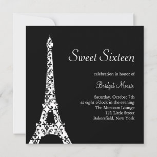 Tres Paris Sweet sixteen Invitation d'anniversaire