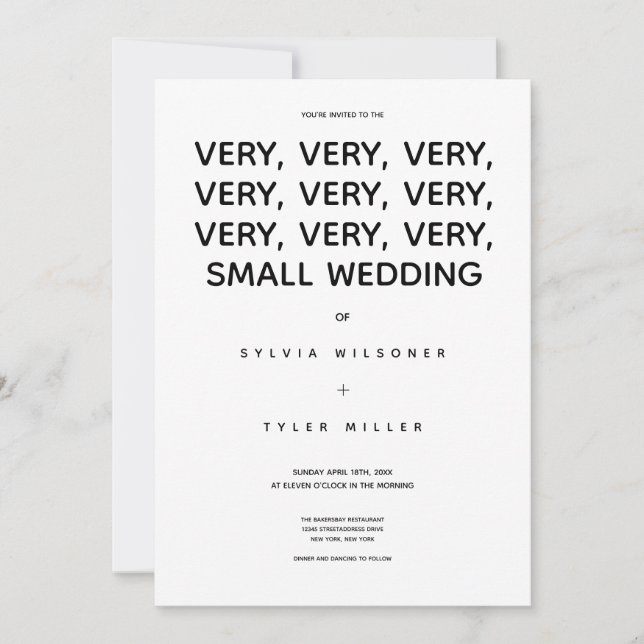 Très petit Mariage noir blanc typographie minimali (Devant)