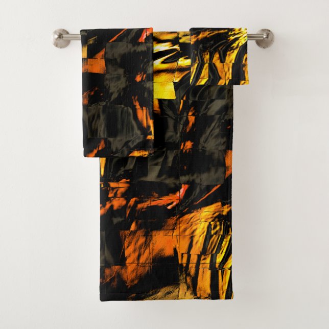 Très rustique brûlé doré, dessin en mosaïque abstr (En situation)