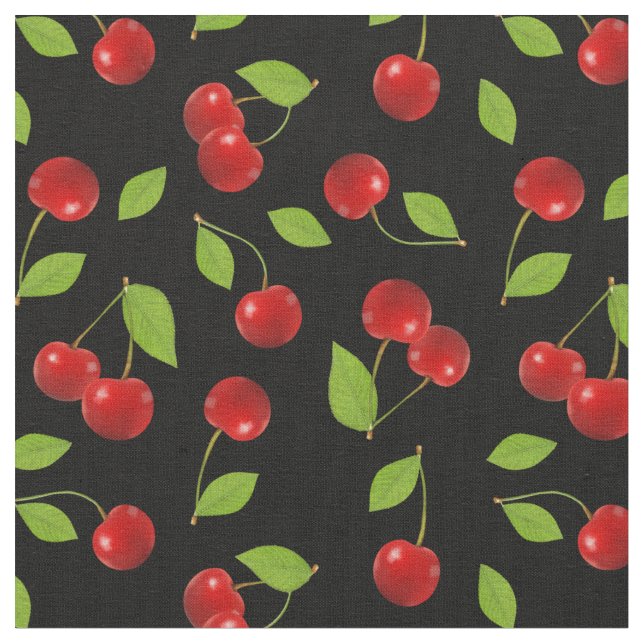 Très tissu de cerise - sur le noir (Fermer)
