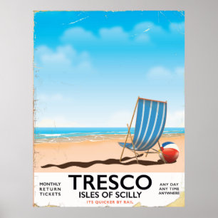 Tresco Isles of Scilly vintage train poster