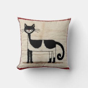 Trésors turcs : Chat Noir Blanc Kilim Coussin