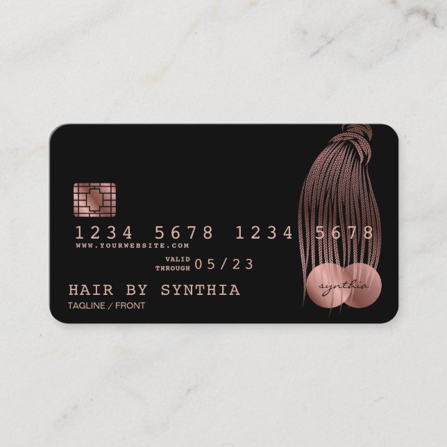 Tresses or Rose stylisées de carte de crédit (Devant)