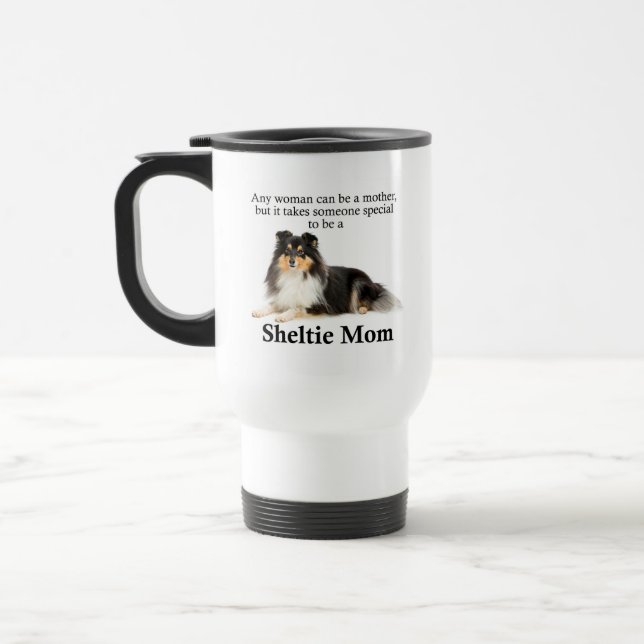 Tri-Color Sheltie Maman Voyage Mug (Gauche)