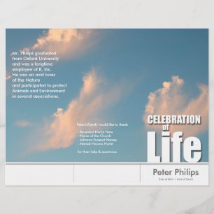 Tri-Fold Face Cloud Memorial Service Program Circu