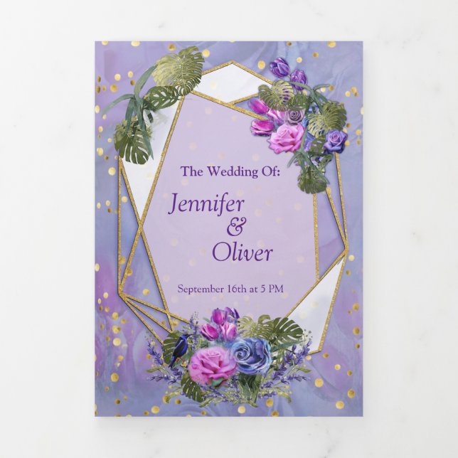 Tri-Fold Ho ROSES et TULIPS bleu-violet (Page de couverture)