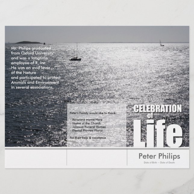 Tri-Fold Seascape Memorial Service Program Flyers (Devant)