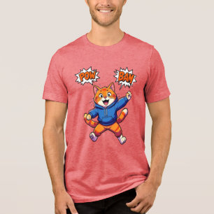Tri-matière Chat de dessin animé excité en T-Shirt à capuche