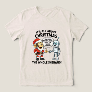 Tri-matière Singe en tenue de père Noël T-Shirt drôle