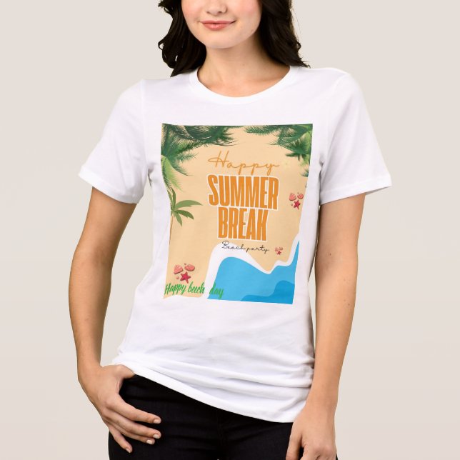 Tri-matière T-shirt blanc en beech mélangé. (Recto)