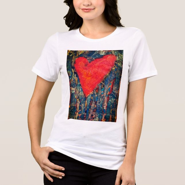 Tri-matière T-shirt Coeur en mosaïque pour femmes (Recto)