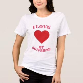 Tri-matière T-Shirt en coton pour femmes 'J'aime mon petit ami