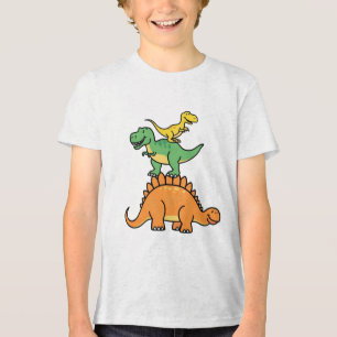 Tri-matière T-shirt enfant Dinosaures en caricature empilée