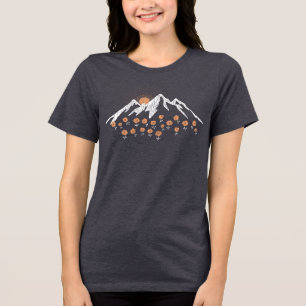 Tri-matière T-shirt féminin de la montagne florale en gris fon