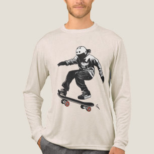 Tri-matière T-Shirt Graphique de Saut en Skateboard – Streetwe