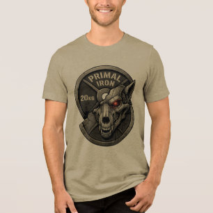 Tri-matière T-Shirt Graphique Plaque de Poids de Gym Loup en F