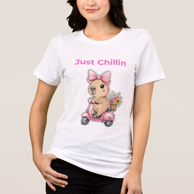 Tri-matière T-Shirt Mignon Capybara Esthétique en Mode Chill (Recto)