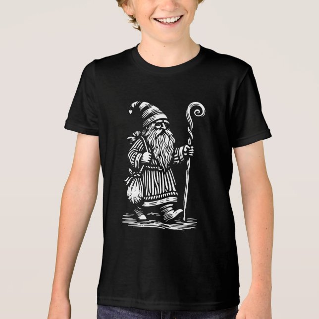 Tri-matière T-shirt noir de l’enfant en noir de Gnome nordique (Recto)