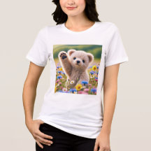 T-Shirt Ourson en Peluche qui fait signe au Femme