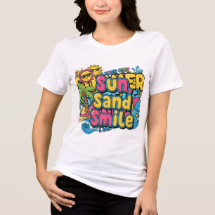 Tri-matière T-shirt pour femme en mode vacances – Dessin animé