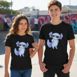 Tri-matière T-shirt pour jeunes avec axolotl cool en lunettes