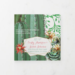 Tri-pli tout en un Faire-part de mariage Cactus