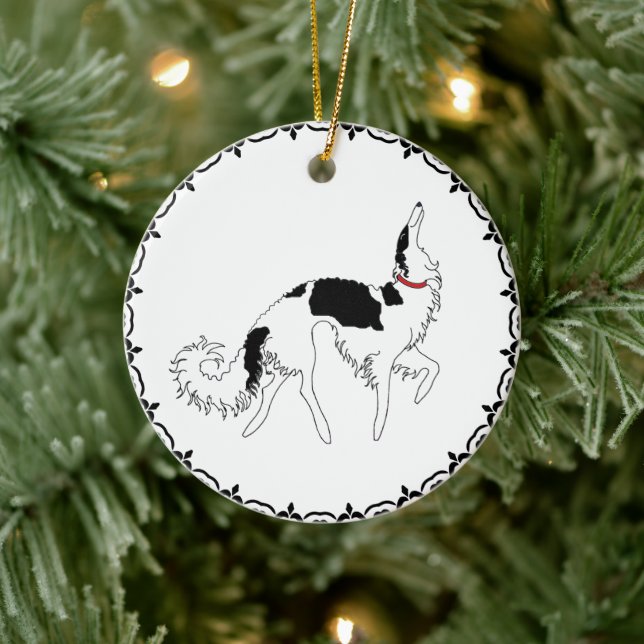 Tri Prancing Borzoi ornement de Noël (Arbre)