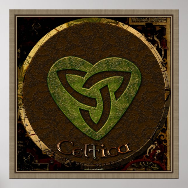 Tri-squelette celtique & carte antique Poster d'ar (Devant)