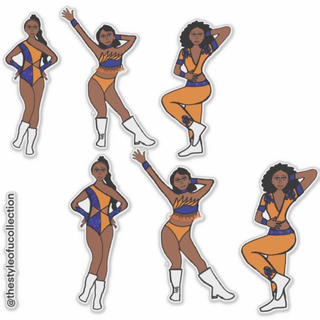 Tri Style Orange & Blue  Dancer #1 Sticker (Devant)