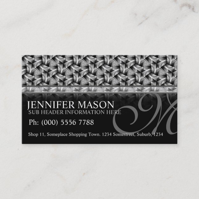 Tri tisser noir+blanc Motif Cartes de visite (Devant)