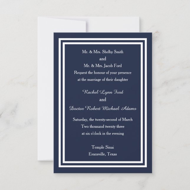 Triage double marine -3x5 Faire-part de mariage (Devant)