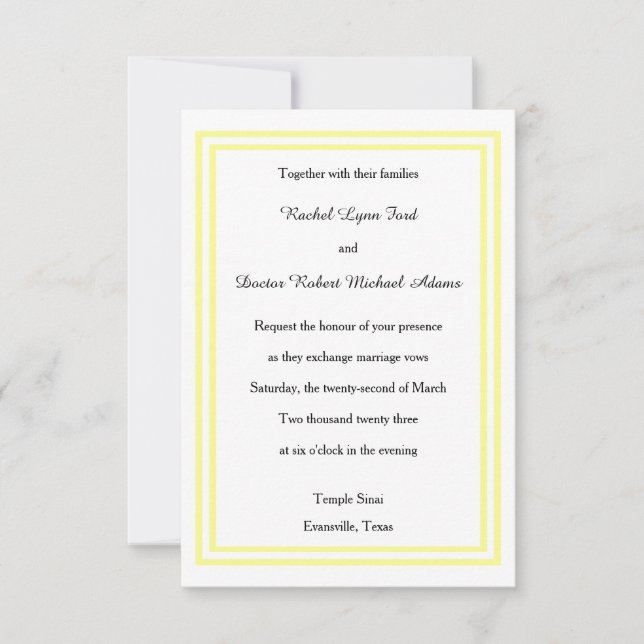Triage Jaune Doux - 3x5 Faire-part de mariage (Devant)