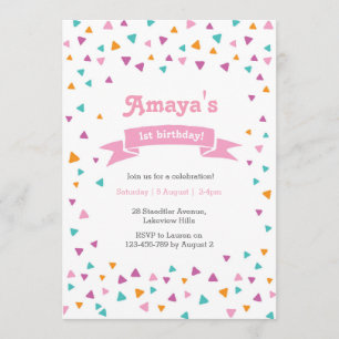 Triangle confetti Invitation d'anniversaire de la 