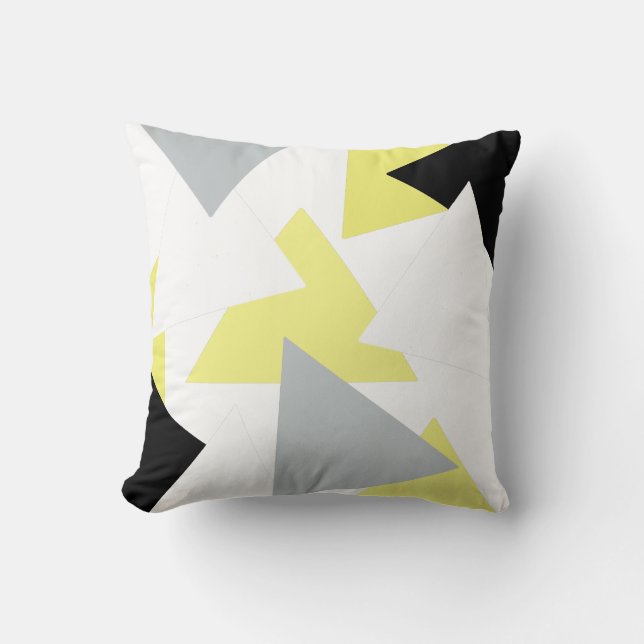 Triangle d'Art Abstrait Pyramide Coussin Jaune (Recto)