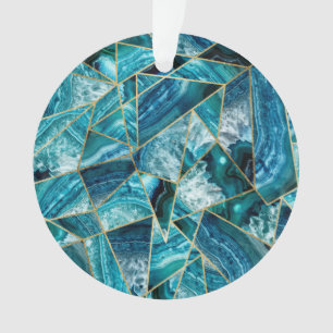 Triangle géométrique d'or de noir d'agate de ble