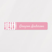 Triangle géométrique rose Étiquette pour enfants