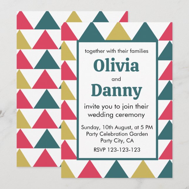 Triangle Invitation de mariage géométrique coloré (Devant / Derrière)