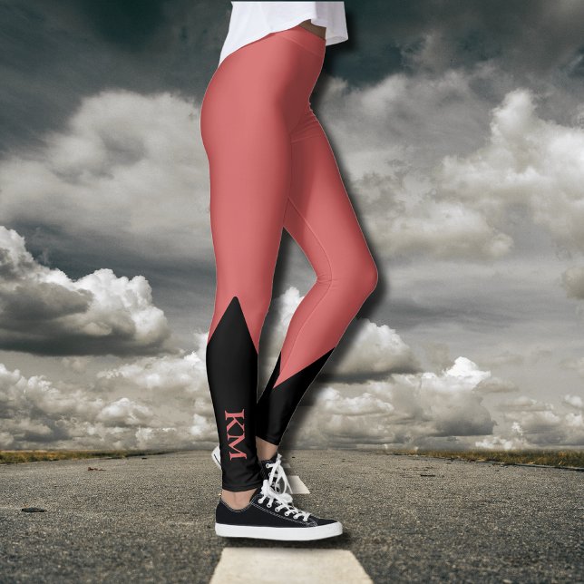 Triangle noir | Initiale | Leggings oranges rouill (Créateur téléchargé)