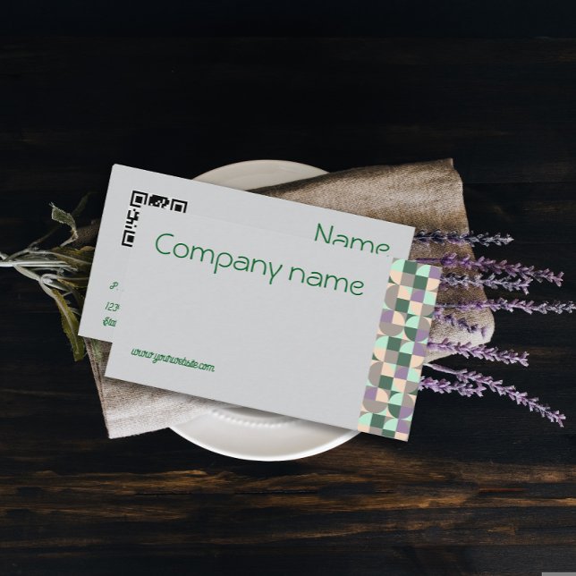 Triangle vert turquoise gris Carte de visite QR (Créateur téléchargé)