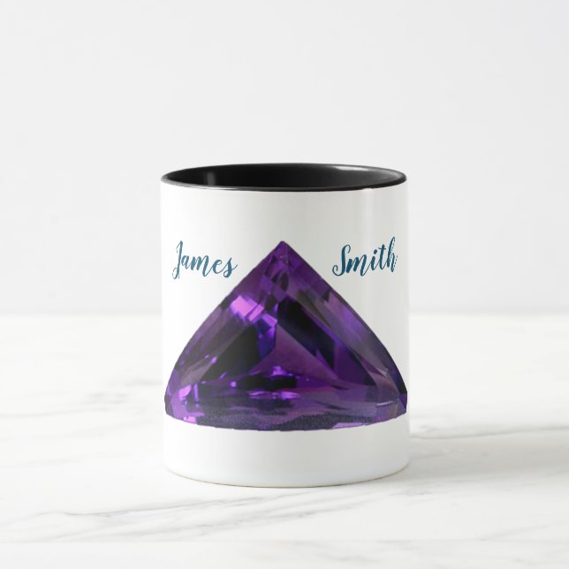 Triangle Violet Amethyst café Mug Avec Votre Nom (Centre)