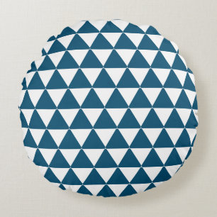 Triangles bleu foncé blanc motif rond coussin