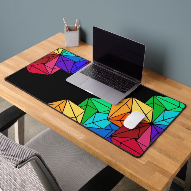 Triangles de cubes arc-en-ciel lumineux 3D en noir (Bureau 2)