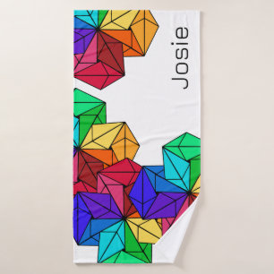Triangles de cubes arc-en-ciel lumineux 3D sur bla
