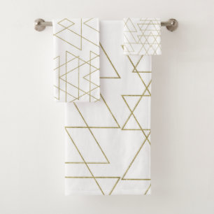 Triangles Dorés Chic Blanc Glamour Moderne