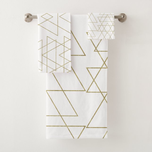 Triangles Dorés Chic Blanc Glamour Moderne (En situation)