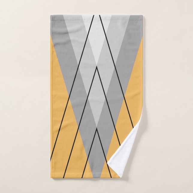Triangles gris sur arrière - plan jaune (Serviette à main)
